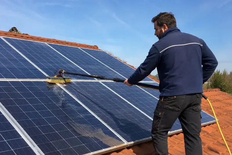 Nettoyage et entretien de panneaux solaires au Temple-de-Bretagne